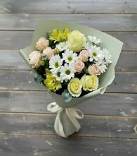 Букет цветов из:  Альстромерии, Розы и Хризантемы в Старопавловской