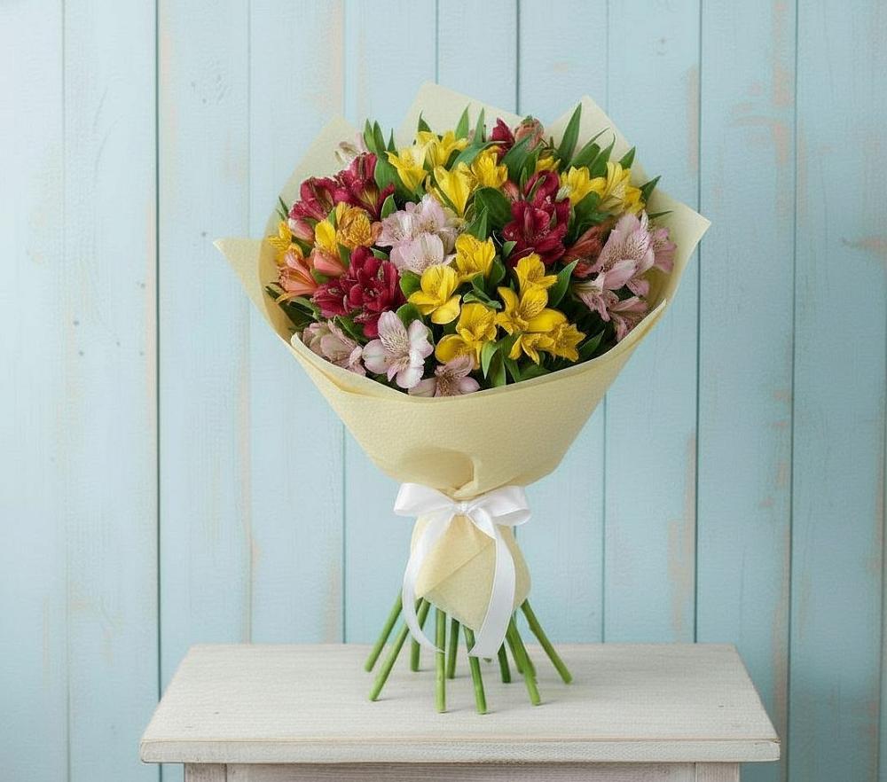 Букет цветов из: Альстромерии в Старопавловской
