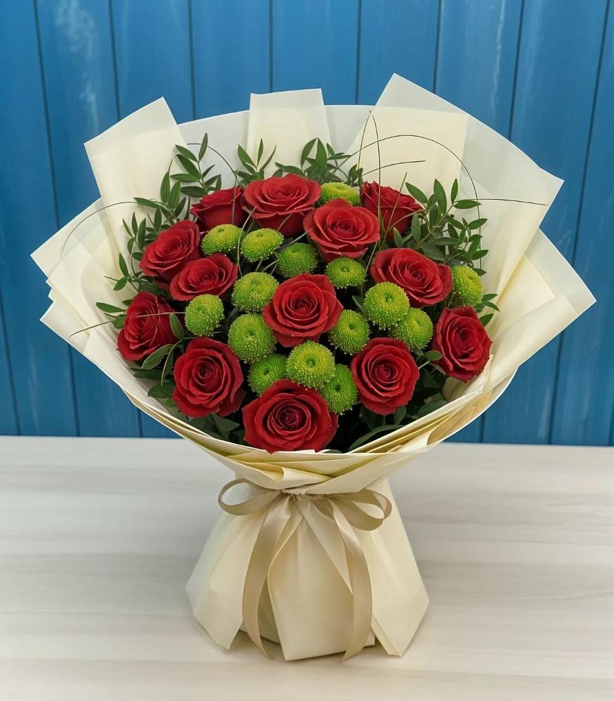 Букет цветов из: Розы и Хризантемы в Старопавловской